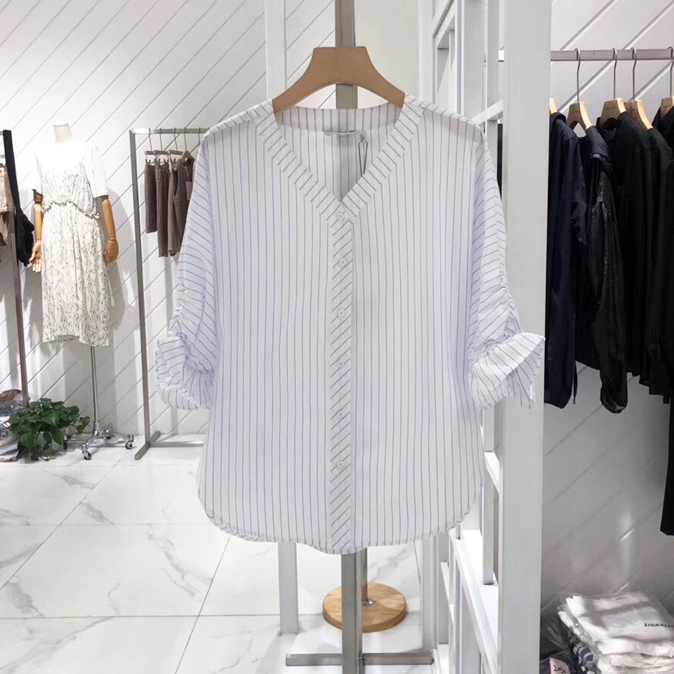 Nikay yifli 2019 Summer buying in China EFINI Women's wear Short sleeved stripe Sleeve shirt 1195220072in the Women's clothing/Boutique , Shirt  category - from Buy2taobao.com to provide professional Taobao agent buy service