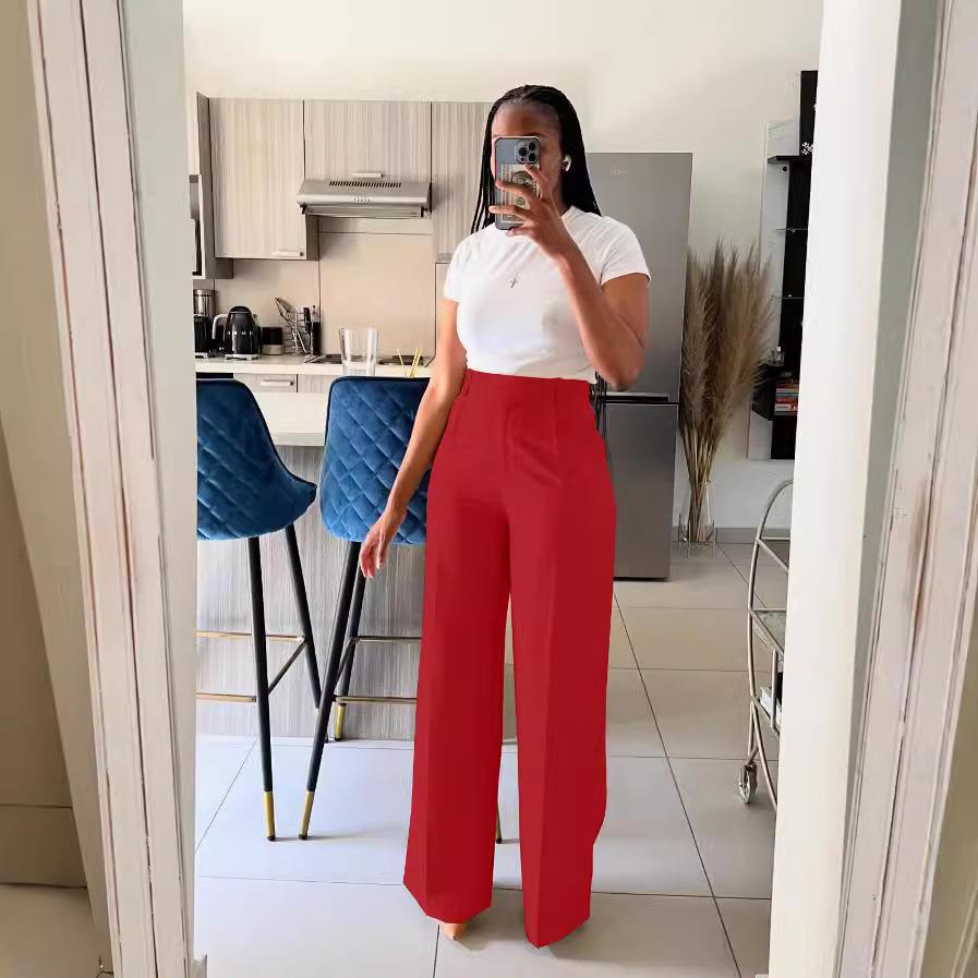 3XL plus size straight leg slacks for women大码女直筒休闲裤