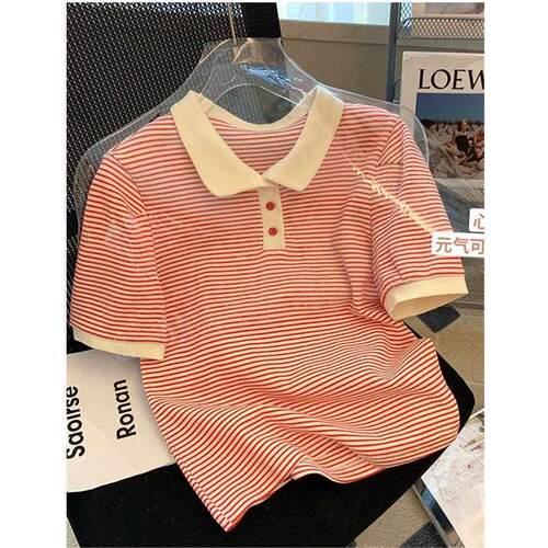 Pink stripe T-shirt women