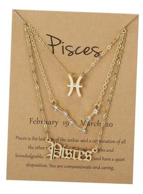 3pcs set Zodiac women necklace Personality new gift couple