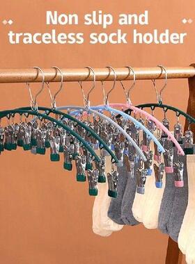1pc Clothes Drying Hanger Windproof Clothing Rack 10 Clips