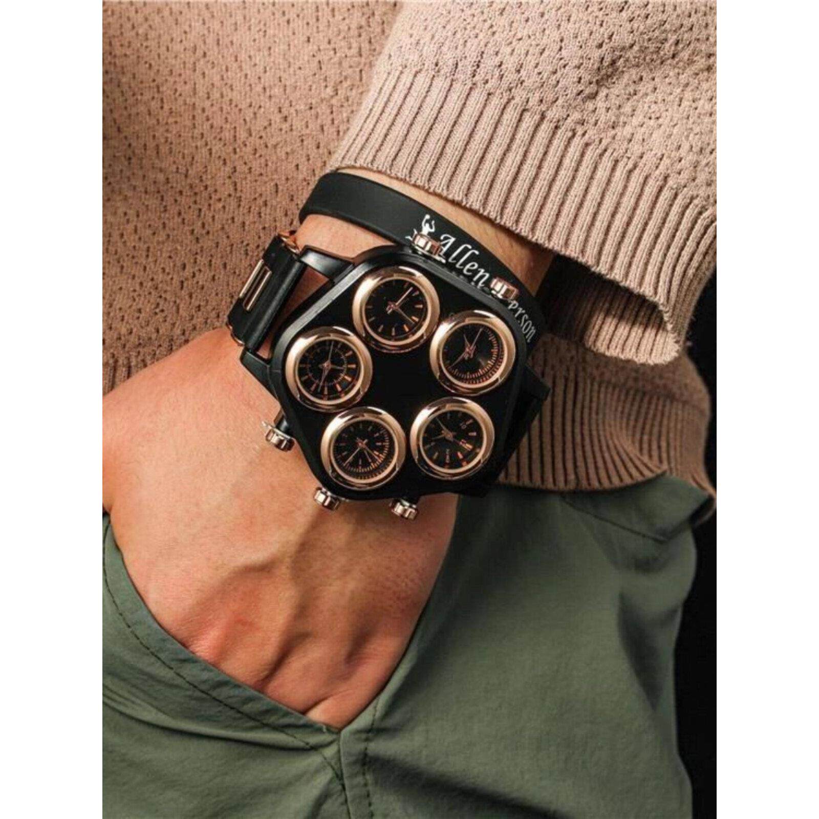 Punk Large Dial Men Watch quartz wristwatch 朋克大表盘男手表 - 实物图