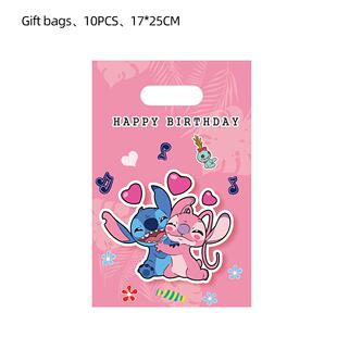Lilo & Stitch Pink Blue Candy Bag Handle Gift Bag Girls Boys