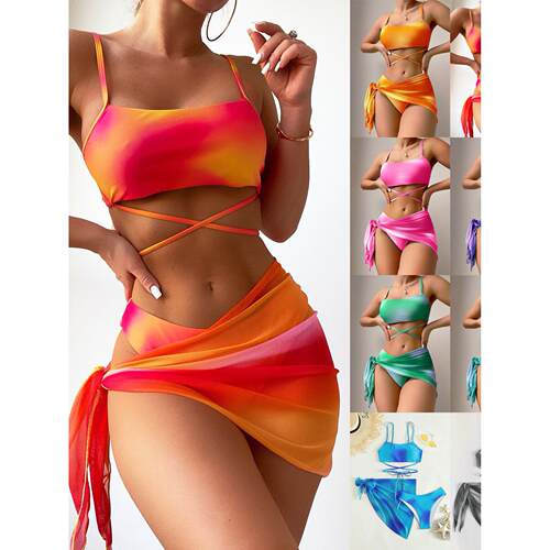Bikini swimsuit women's three piece set mesh skirt swims