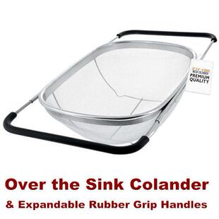 Over Sink Colander Strainer Basket Drain Rinse Vegetables