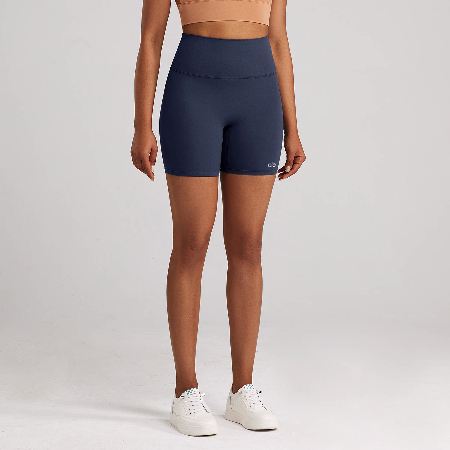 thumbnail for ALOIDE Antibacterial Nude Yoga Shorts Women's High-Waist Hip-Lifting Fitness Sports Pants Outdoor Cycling Stretch Three-Point Pants
