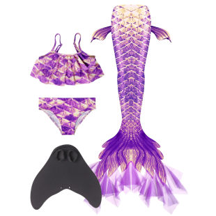新款 男女童宝宝美人鱼加纱尾巴温泉度假游泳潜水拍摄比基尼游泳衣