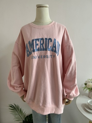 现货  纯棉毛圈春秋款女士卫衣 加肥加大款