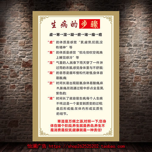 生病的步骤寒湿养生馆中医养生海报宣传挂图PP胶相纸KT板相框996