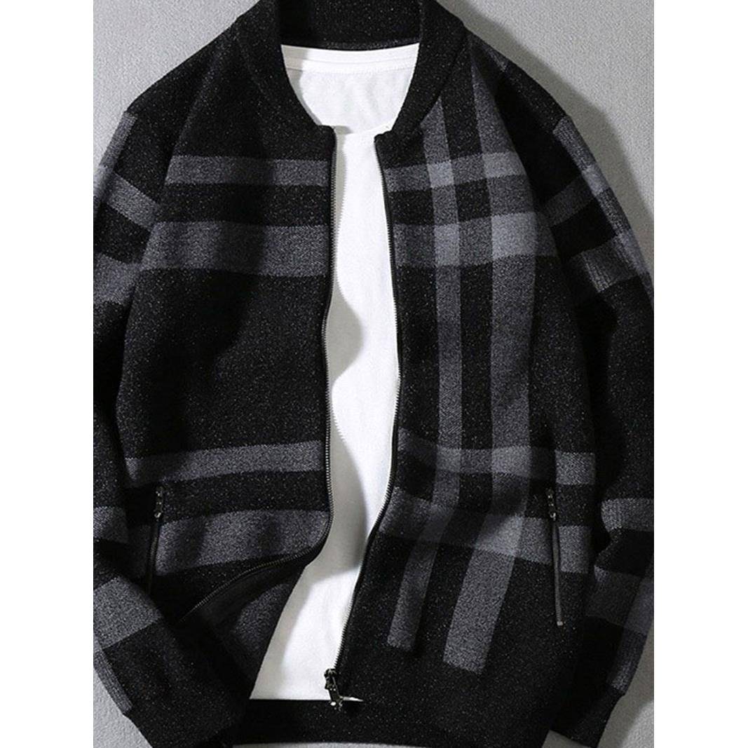 VIRRI CIAGA！经典不过时~格子针织开衫男春秋外套休闲毛衣夹克潮