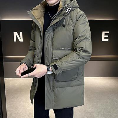 男士中长款羽绒服冬季2025新款潮牌保暖加厚时尚大衣高端连帽外套