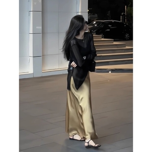 春装 欧洲站2025新款 搭配一整套高级感防晒上衣香槟金连衣裙两件套