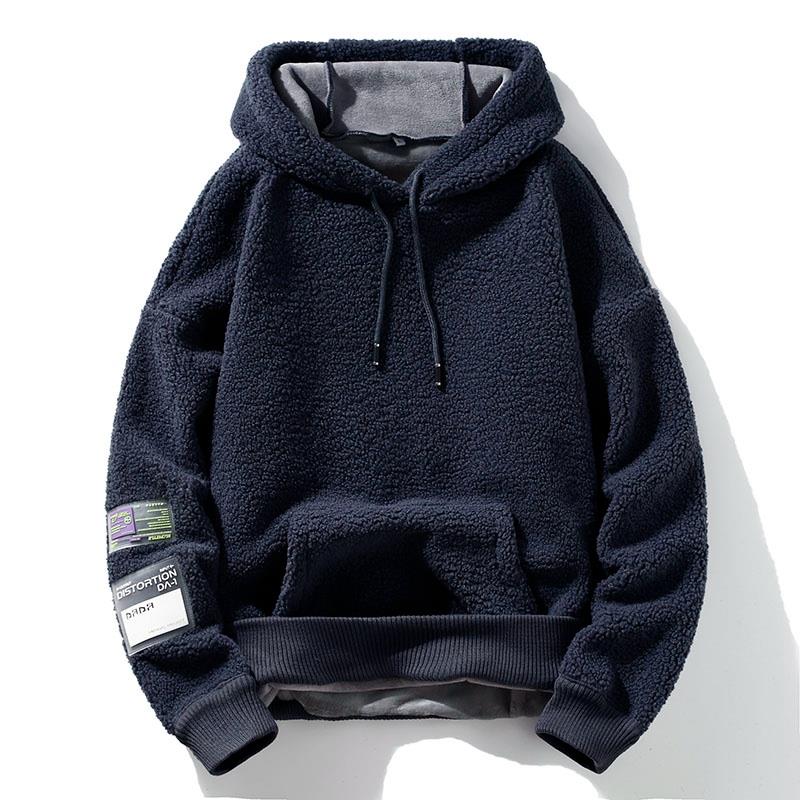 Mostarsea~青春有活力 羊羔绒卫衣男连帽加厚加绒套头摇粒绒外套