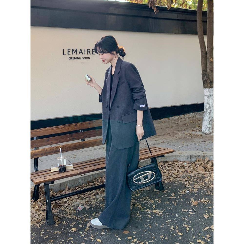 Coex Mall 首尔 ◆午后街头！韩国气质灰色西装套装女职业两件套