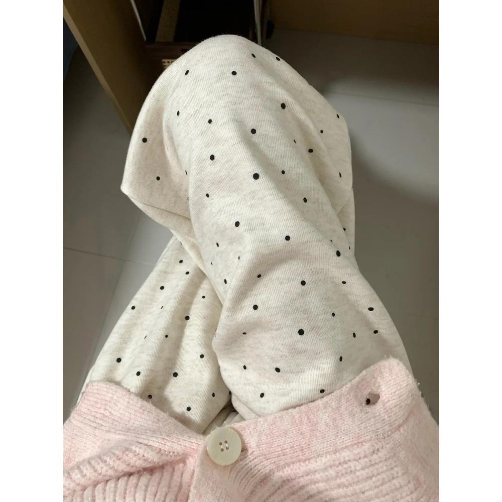 韩国Honey koko⭐慵懒风波点糯米裤女春秋宽松垂感直筒阔腿休闲裤