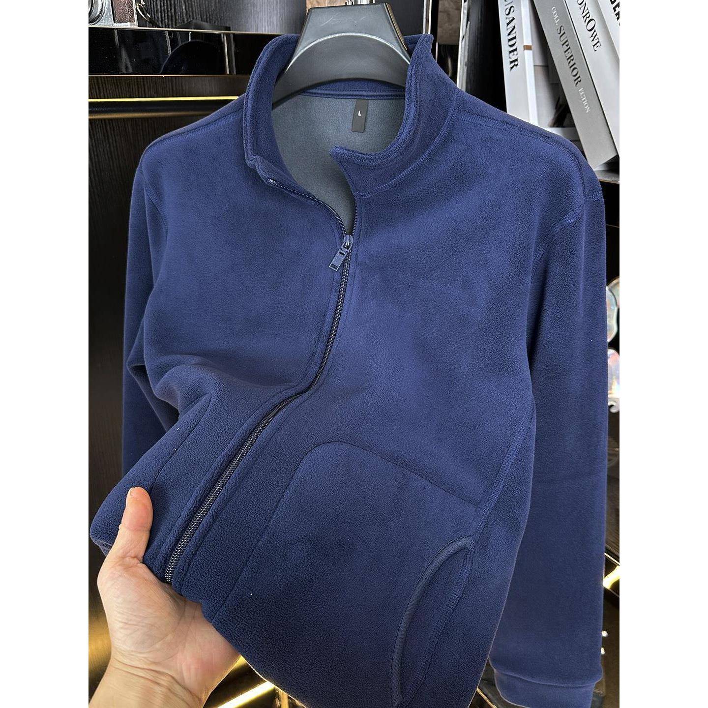 Mostarsea~户外休闲立领抓绒上衣男士加绒加厚拉炼双面绒卫衣外套