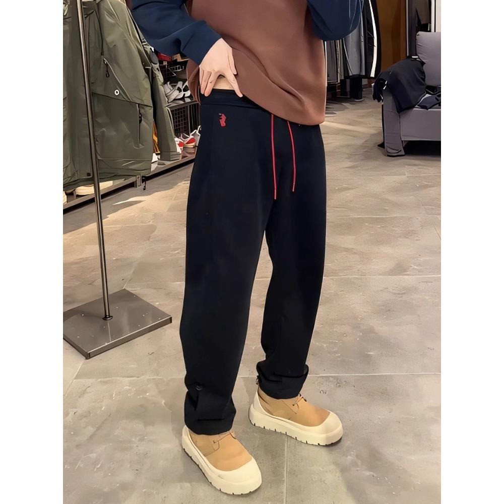 GM新潮 重磅休闲裤男春秋季弯刀刺绣运动长裤子加绒冬季直筒卫裤