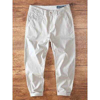 MAROLIO~出口法国！男士休闲裤子纯色简约潮流百搭九分裤小直筒