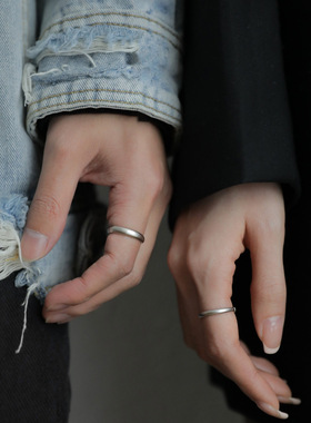 LTBB 通体S925纯银情侣对戒雾面磨砂素圈简约戒指ins小红书