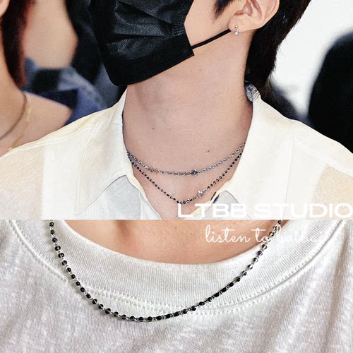 LTBB【李松河同款】songha同款钛钢链条彩釉锁骨项链可挂坠