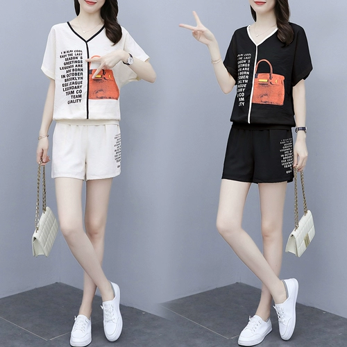 Летний комплект, коллекция 2022, большой размер, подходит для полных девушек, по фигуре, в западном стиле, короткий рукав