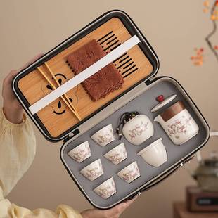 商务活动伴手礼定印紫藤花古韵快客杯旅行茶具年会定制高档伴手礼