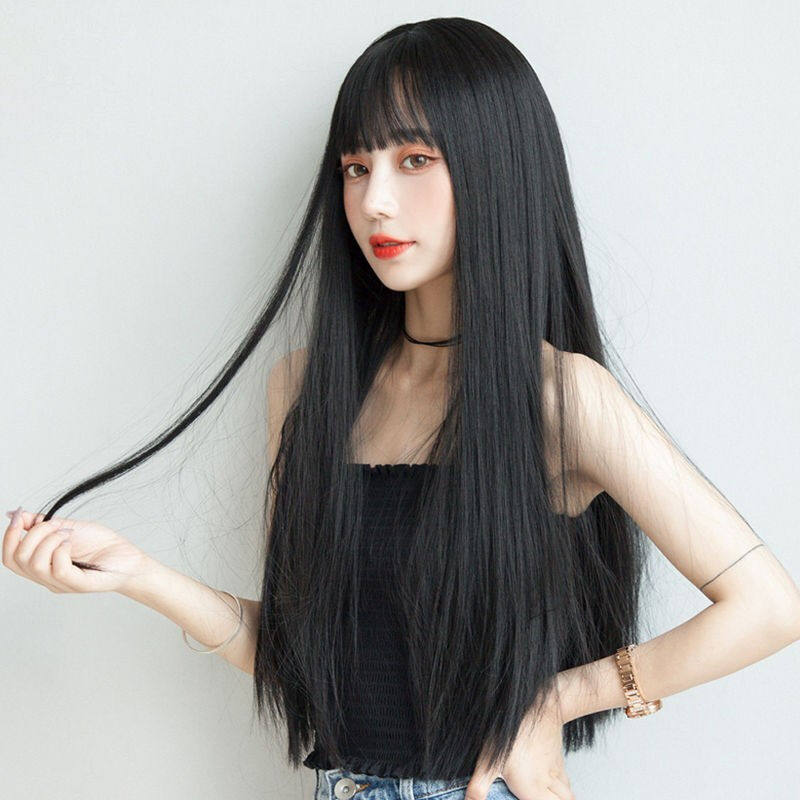 纵美假发女长发学生全头套空气刘海网红时尚性感黑长直女士假发套属于什么档次？