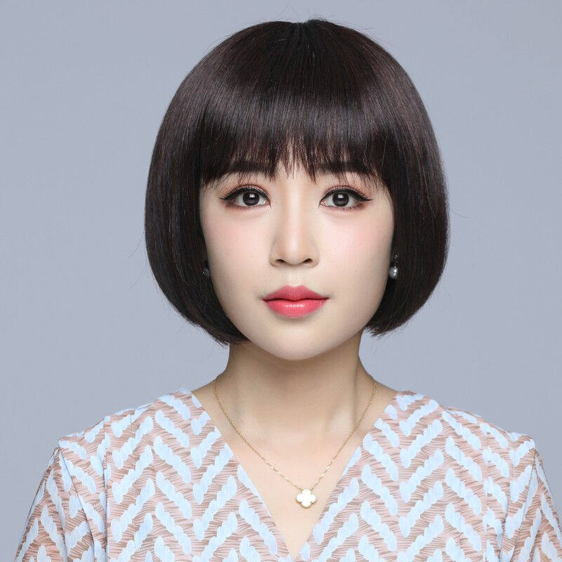 美蝶假发女波波头短发中老年妈妈圆脸真发假发套全真人发丝妈妈全高性价比高么？