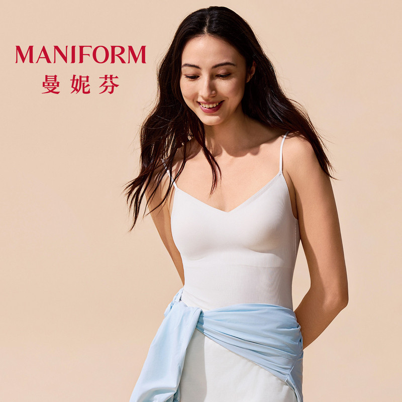 曼妮芬带杯大露背打底背心图片