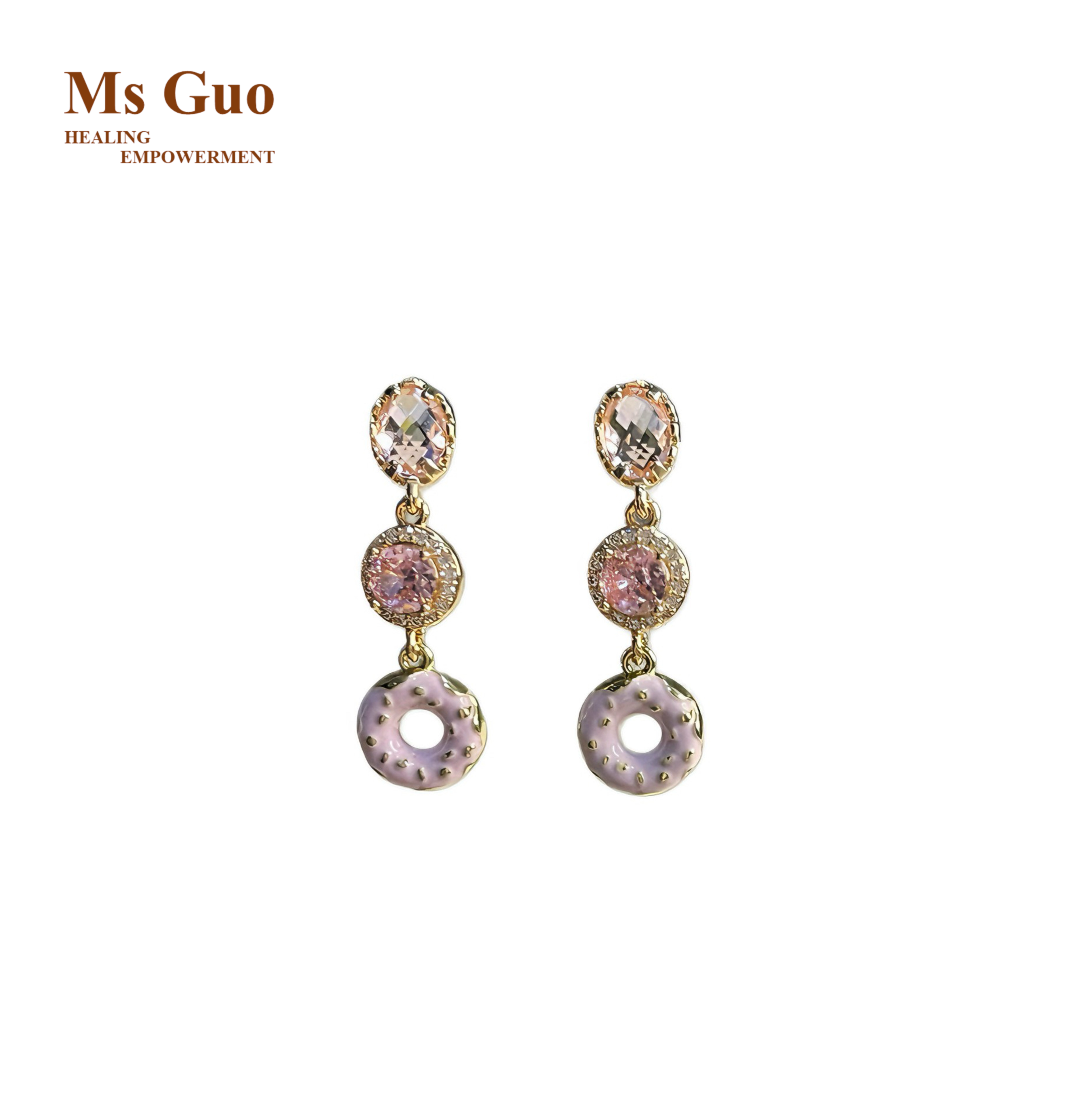 Ms Guo手工草莓味甜甜圈耳环S925银针趣味风格疗愈日常/居家佩戴