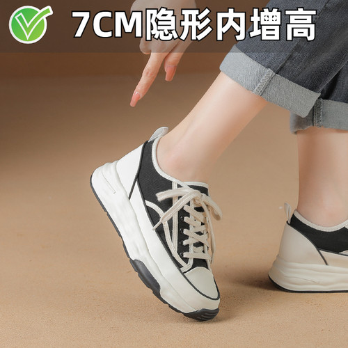 ZYIYI内增高溶解厚底帆布鞋