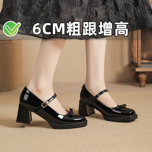 ZYIYI小个子玛丽珍粗跟蝴蝶结鞋