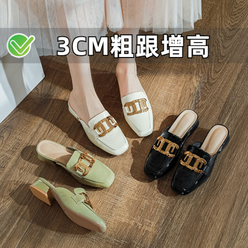 ZYIYI方头金属扣一脚蹬穆勒鞋