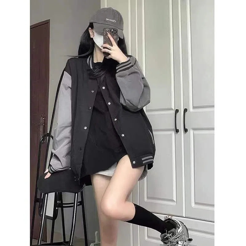 vintage美式复古棒球服外套女秋冬季ins潮牌宽松休闲运动夹克上衣