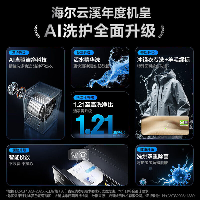 海尔云溪滚筒洗衣机光等离子除菌