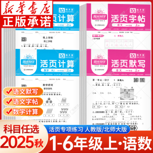 2025秋日积月累活页语文数学专项训练 同步练习册一课一练积累字词句默写纸每日一练 计算默写字帖一二三四五六年级上册人教版
