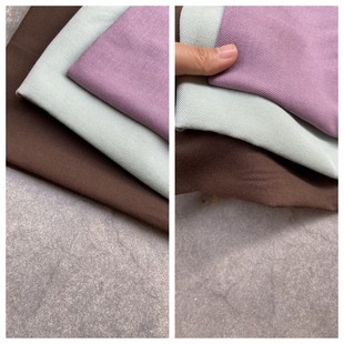 清泉绿咖色紫色意大利产原包装羊毛纱斜纹亲肤面料设计师布料