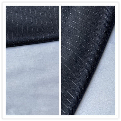 经典黑底白条纹意大利产羊毛精纺面料春秋套装西装裤裙布料实用