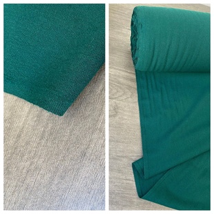 羊毛精纺墨绿色麻纱肌理绉纱春秋时装面料设计师西装裤裙弹力布料