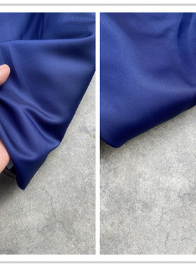 深蓝色棉涤混纺beste斜纹布料有光泽设计师服饰手工顺滑面料