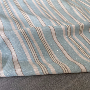 松弛范文艺款进口春夏麻棉条纹凉快透气面料设计师衬衫裙子布料