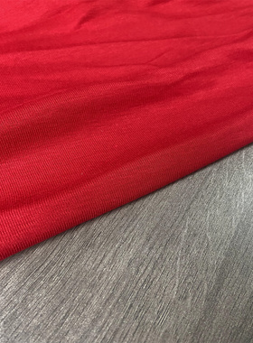 本命年纯正大红色羊毛55%弹力针织春夏亲肤柔软设计师T恤布料