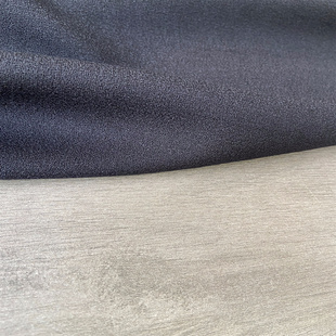 纯黑色进口纯羊毛肌理麻纱绉纱春秋精纺面料高级设计师西装布料