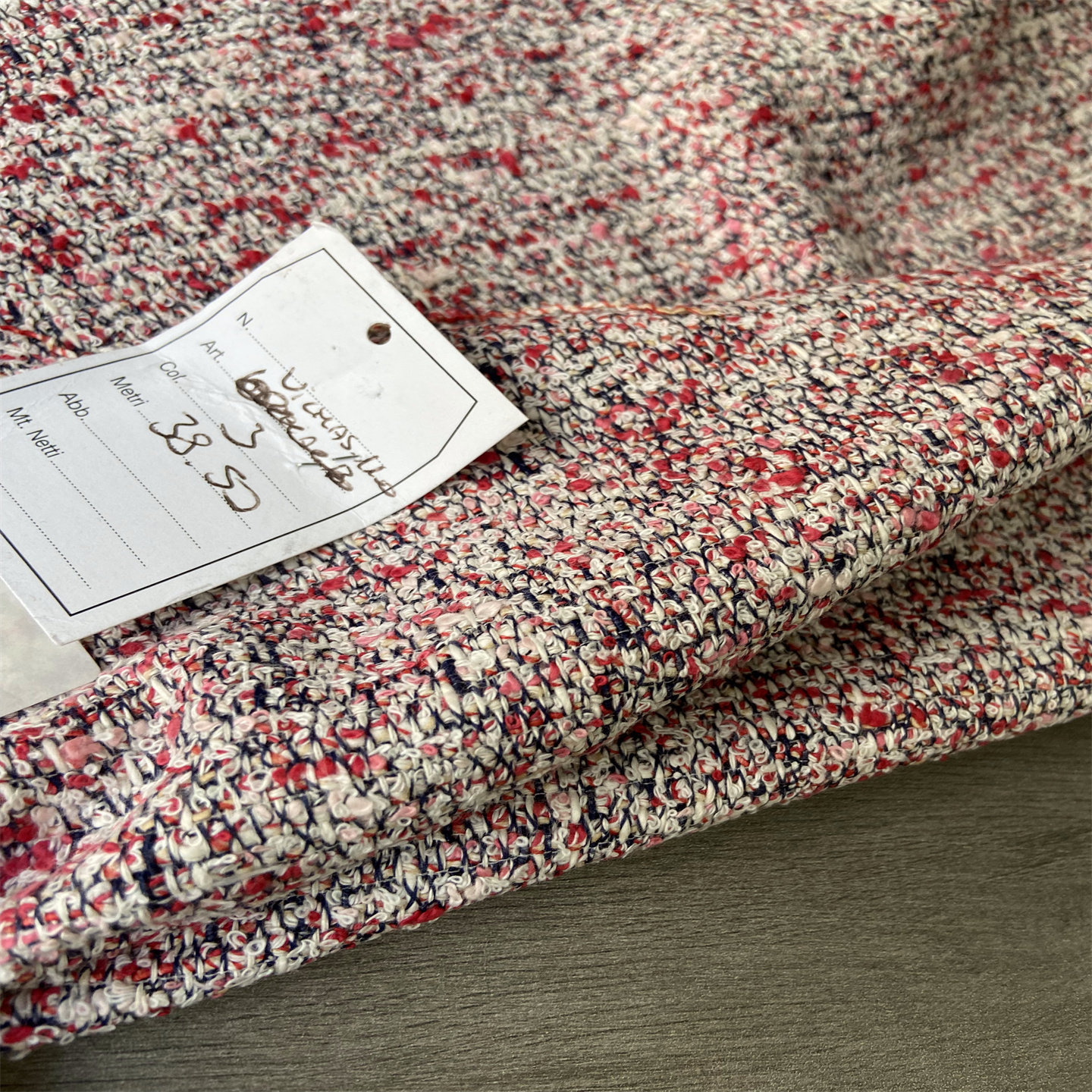 草莓甜心意大利产棉质地高端小香花呢时装面料设计师服饰手工布料