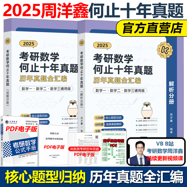 官方新版】周洋鑫2025考研数学何止十年真题25数学一数二数三通用刷2024考点10年历年真题解析 可搭刷真题全刷考点全刷讲义精讲