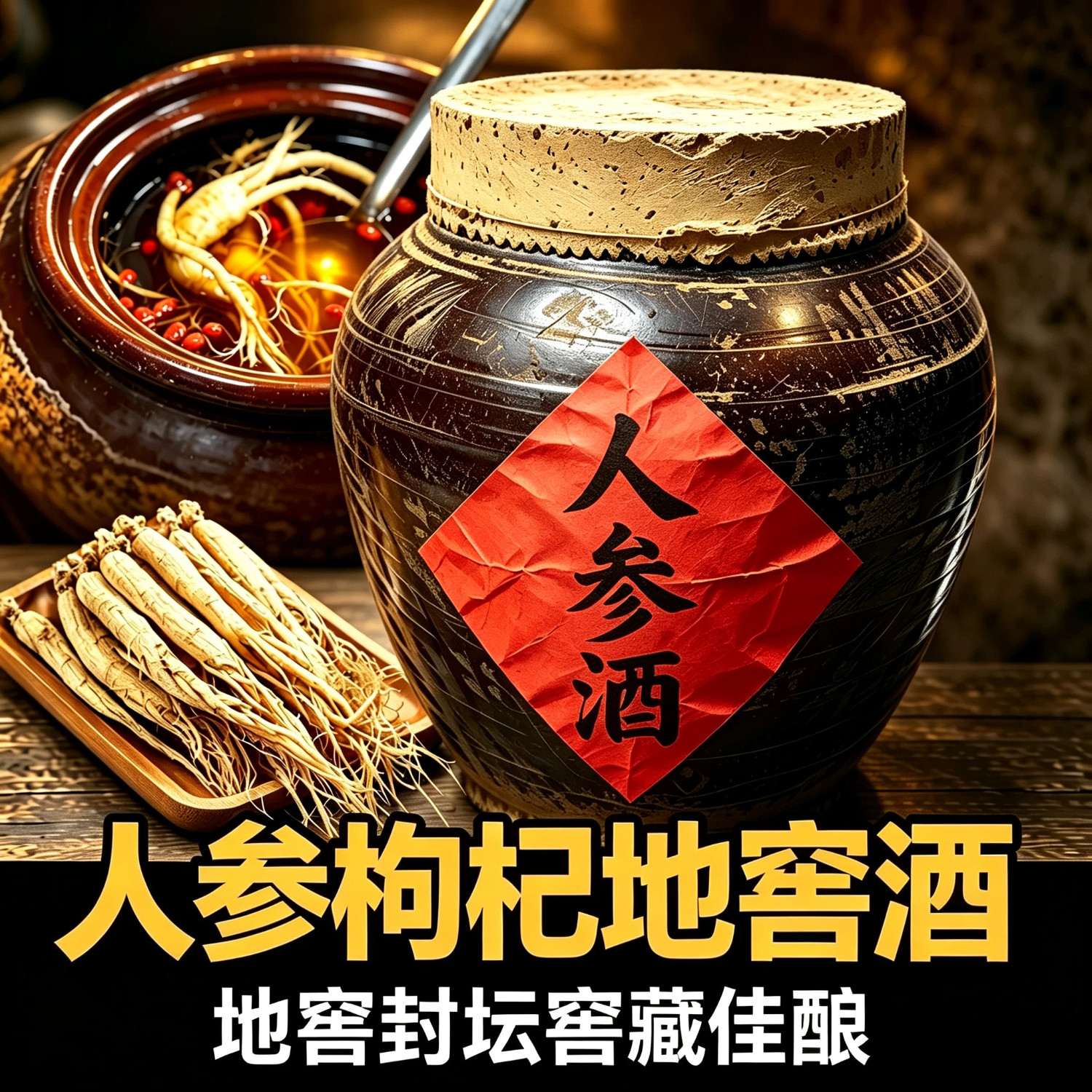 人参灵芝地窖酒10斤40度坛装