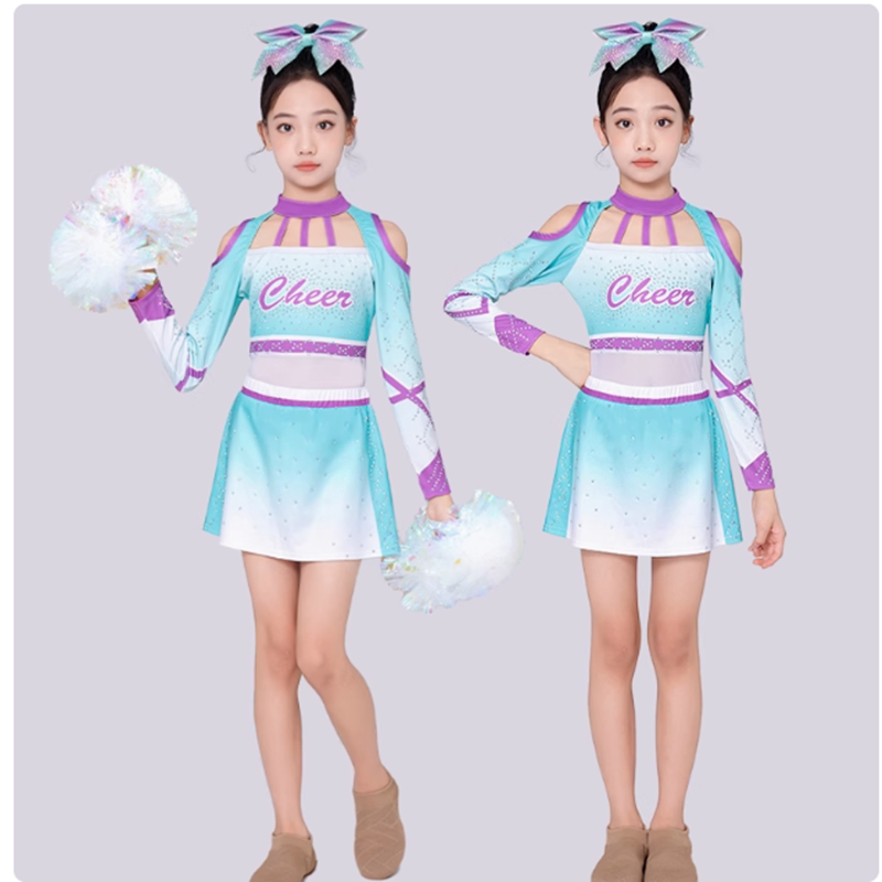 儿童花球啦啦操演出服拉拉队比赛服装运动会竞技健美操表演服男女