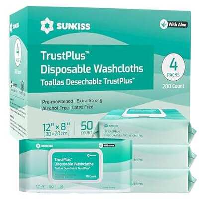 SUNKISS Trustplus Wet Wipes for Adult， Extra Thick 8”x12”