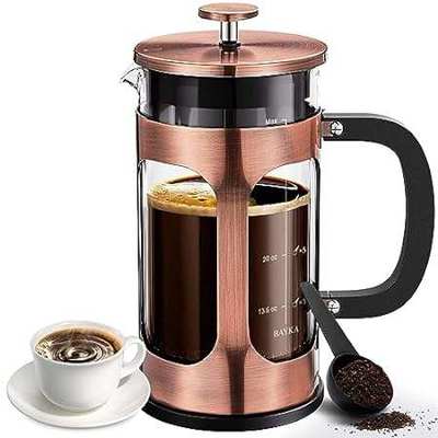 BAYKA 34 Ounce 1 Liter French Press Coffee Maker， Glass C