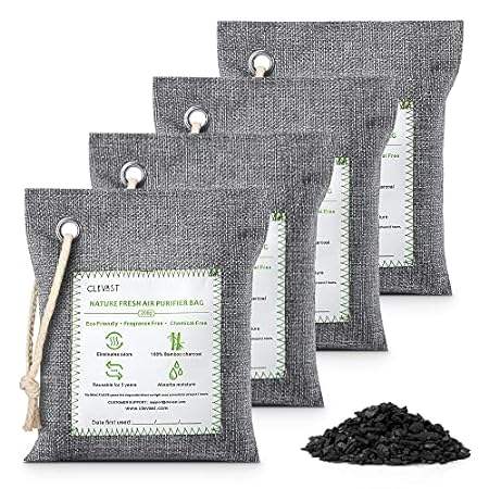 CLEVAST Bamboo Charcoal Air Purifying Bags (Large， 4×200g